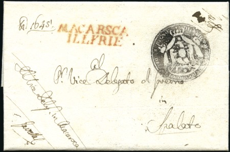 Stamp of Austria » Pre-Stamp Letters and Documents 1811 MACARSCA ILLYRIE: Red 2-line postmark on offi