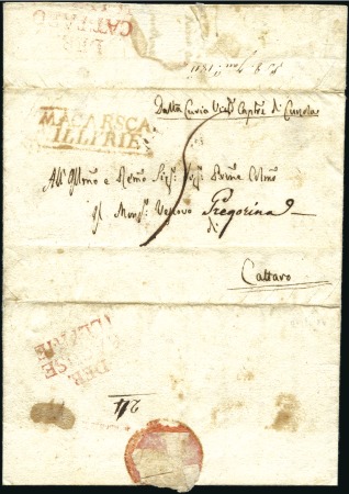 Stamp of Austria » Pre-Stamp Letters and Documents 1811 MACARSCA + RAGUSA + CATTARO : Folded letter v