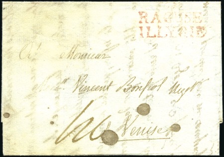 1809-1810 RAGUSE ILLYRIE: Red 2-line postmark on p