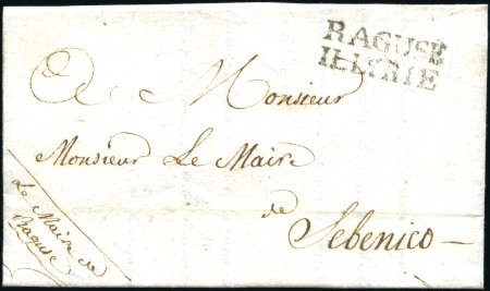 1812 RAGUSE ILLYRIE: Black 2-line postmark on offi