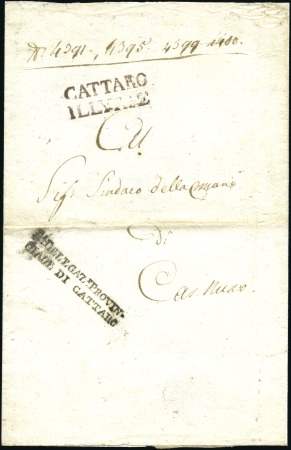 Stamp of Austria » Pre-Stamp Letters and Documents 1810 CATTARO ILLYRIE: Red 2-line postmark on 1810 
