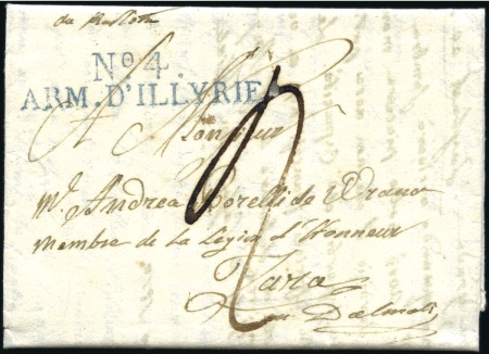 1810 MILITARY MAIL: Blue 2-line postmark "No.4 ARM