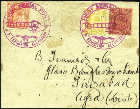 Stamp of India 1911-20, Three covers incl. Allahabad First Aerial