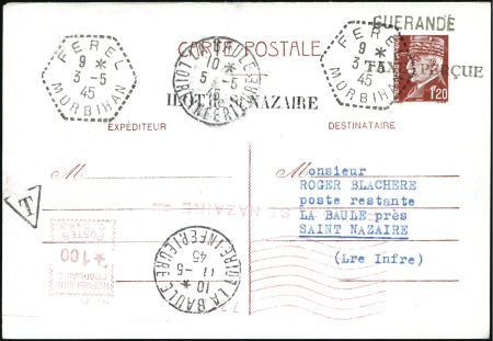 1945 Poche de St Nazaire, Lot de 19 lettres et feu