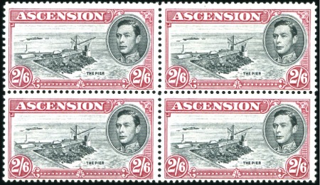 1938-1952 2s6d block of 4 with 3rd stamp showing p