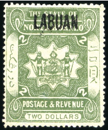 1901-05 $2 Dull Green of North Borneo overprinted 