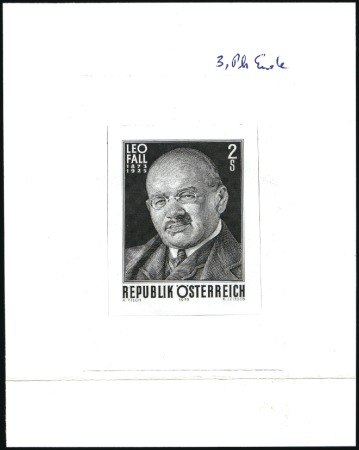 Stamp of Austria » 2nd. Republic 1975 Leo Fall 2s single die proofs in black, showi