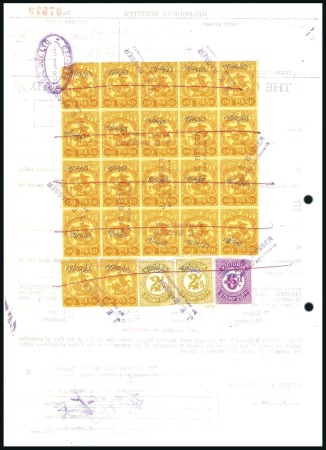 REVENUES: 1884-96 "Stamp Duty" 6d, two 2s and £1 b