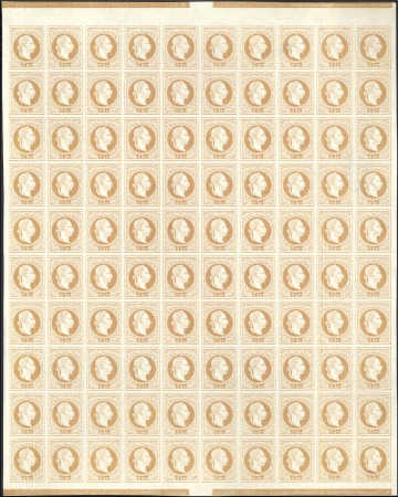 Stamp of Austria » 1867 Issue 1867 5kr complete proof sheet of 100 in yellowish 
