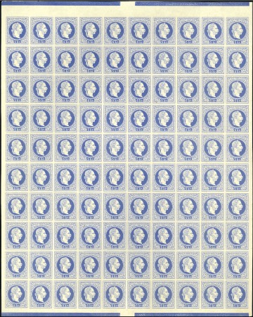 Stamp of Austria » 1867 Issue 1867 5kr complete proof sheet of 100 in milky blue