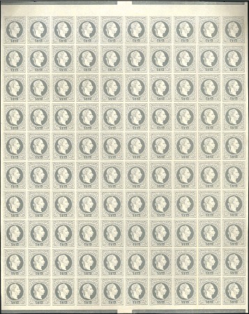 1867 5kr complete proof sheet of 100 in violet gre
