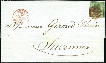 Stamp of Switzerland / Schweiz » Kantonalmarken » Genf Grosser Adler dunkelgrün mit Plattenfehler "links 