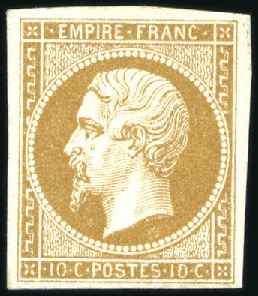 Stamp of France 10c Empire Non dentelé, type I, neuf sans ch., TB,