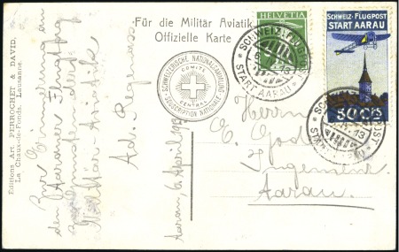 1913 Vorläufer Aarau und Tellknabe 5C grün auf Off