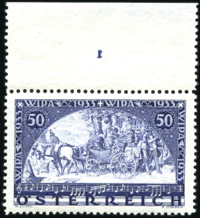 Stamp of Austria » 1st. Republic 1933 WIPA 50(+50)gr on normal paper & granite pape
