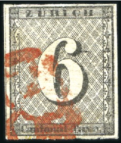 Stamp of Switzerland / Schweiz » Kantonalmarken » Zürich 6Rp (Type III), waagrechte Untergrundlinien, mit r