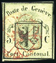 Stamp of Switzerland / Schweiz » Kantonalmarken » Genf Kleiner Adler mit Genfer Rosette entwertet, frisch
