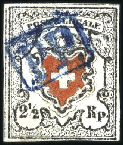 Stamp of Switzerland / Schweiz » Orts-Post und Poste Locale Poste Locale mit Kreuzeinfassung, Type 1, kontrast
