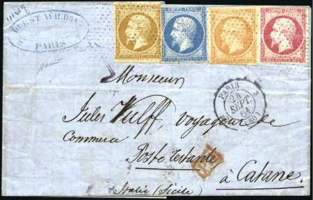 Stamp of France 1851-62, Etude sur pages de 8 lettres pour les DEU