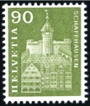 1960 Baudenkmäler, 90C olive mit Doppelprägung und