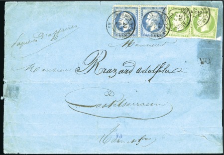 Stamp of France Rare combinaison 5c Empire ND (x2) +paire de 20c E
