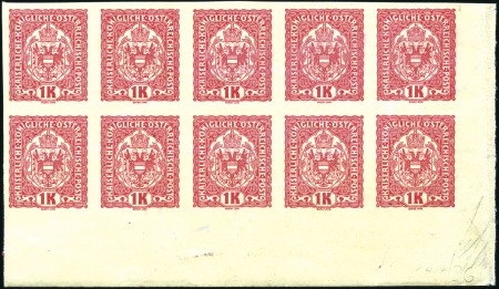 Stamp of Austria » 1890-1918 Issues  1916-18 Definitives 3h to 1kr in blocks of 10 neve