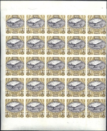 Stamp of Austria » 1890-1918 Issues  1910 Birthday Issue 1h to 35h in IMPERFORATE part 