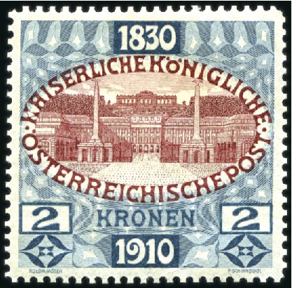 Stamp of Austria » 1890-1918 Issues  1910 Birthday Issue 2kr colour proof in dark blue 