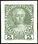 1908-13 Definitives 2h Maria Theresia in 6 imperfo