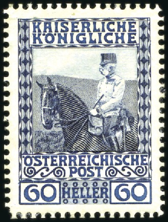 1908-13 Definitives 60h colour proof in blue (2), 