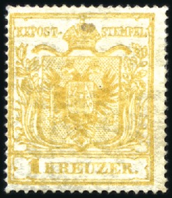 Stamp of Austria » 1850 Issue 1850 2kr yellow with proof perforation 18 1/2, min
