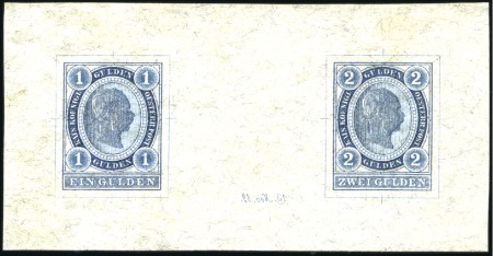 Stamp of Austria » 1890-1918 Issues  1890 1G + 2G se-tenant sheetlet in blue, plus a si