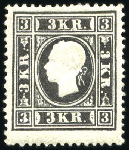 Stamp of Austria » 1858 Issue 1858 3kr grey black, type I, mint, fresh, very fin