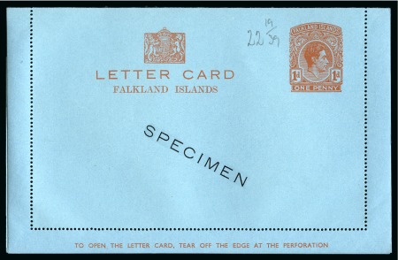 Stamp of Falkland Islands » Collections 1886-1952 Postal Stationery: Collection of the UPU unused stationery incl. SPECIMEN overprints