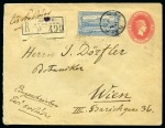 1896 Pair of 20l Postal stationery envelopes uprated with 1896 Olympics stamps