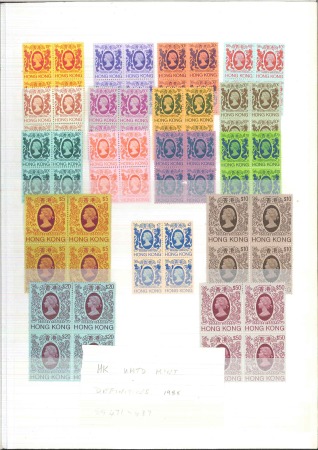 Stamp of Hong Kong 1979-92, Mint nh selection of mostly definitives in blocks