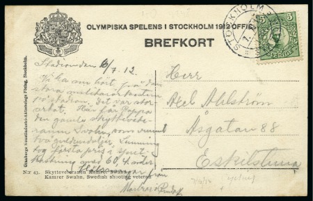 9th DAY: 1912 (Jul 7) "STOCKHOLM / LBR. / STADION" special cancel