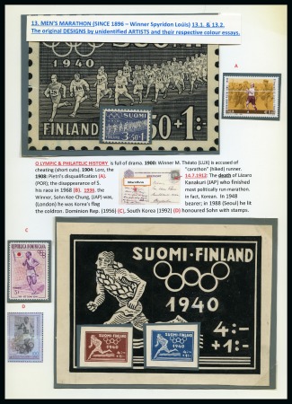 Stamp of Olympics » 1940 Helsinki (Cancelled) 1940 Helsinki unique group of essays for unissued stamps