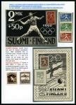 1940 Helsinki unique group of essays for unissued stamps