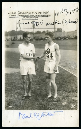 Stamp of Olympics » 1924 Paris » Postcards 1924 Paris "AN Paris" picture of 800m runner-up Paul Martin signed by him