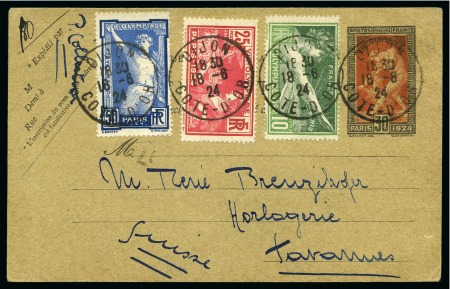 Stamp of Olympics » 1924 Paris » Covers and Cancellations 1924 Paris 30c postal stationery study with 13 unued and 6 used
