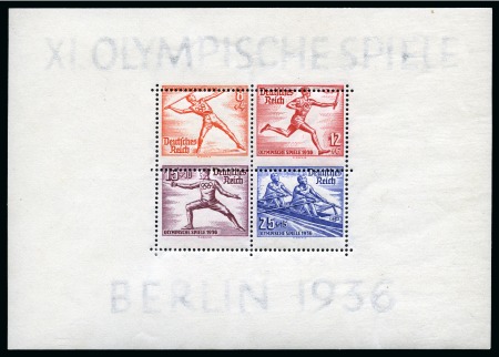 Stamp of Germany » German Empire » German Empire, 1933/45 Third Reich 1936 Berlin mini sheet (Mi. Block no.6) with perforations shifted downwards