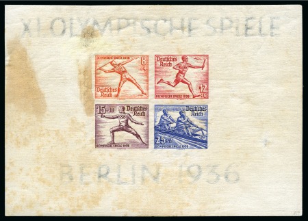 1936 Berlin IMPERFORATE mini sheet (Mi. Block no.6) salvaged from the archives of the Reichsdruckerei
