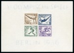 1936 Berlin IMPERFORATE mini sheet (Mi. Block no.5) proof showing shifted cliché