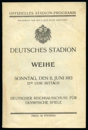 Stamp of Olympics » 1912-1916 Intervening Championships 1913 Grünewald Deutches Stadion Weihe official programme