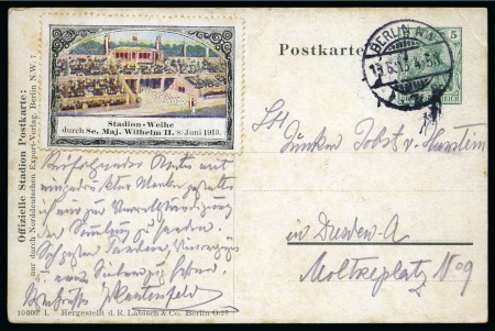 Stamp of Olympics » 1916 Berlin 1913 (Jun 15) 5pf Picture postal stationery card of the stadium cancelled by Berlin cds