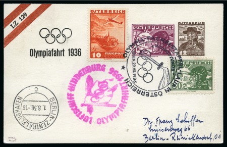 Stamp of Olympics » 1936 Berlin » Special Postmarks 1936 Berlin Olympia, Olympic Torch and Austria Fundraising cancellation group
