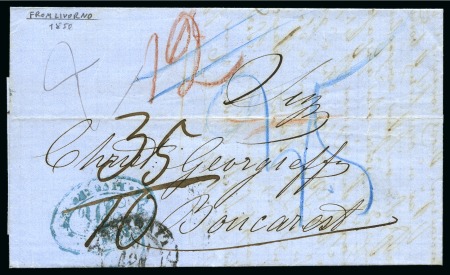 Stamp of Romania » Incoming Mail to Romania 1850 cover sent from Livorno  via St.Gallen  to Bucurest