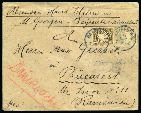 Stamp of Romania » Incoming Mail to Romania 1901 printed matter rate cover from Bayreuth/Bayern to Bucharest