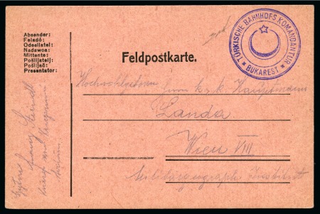 Bucharest - Bükreş : 1917  German Military Feldpost formula card